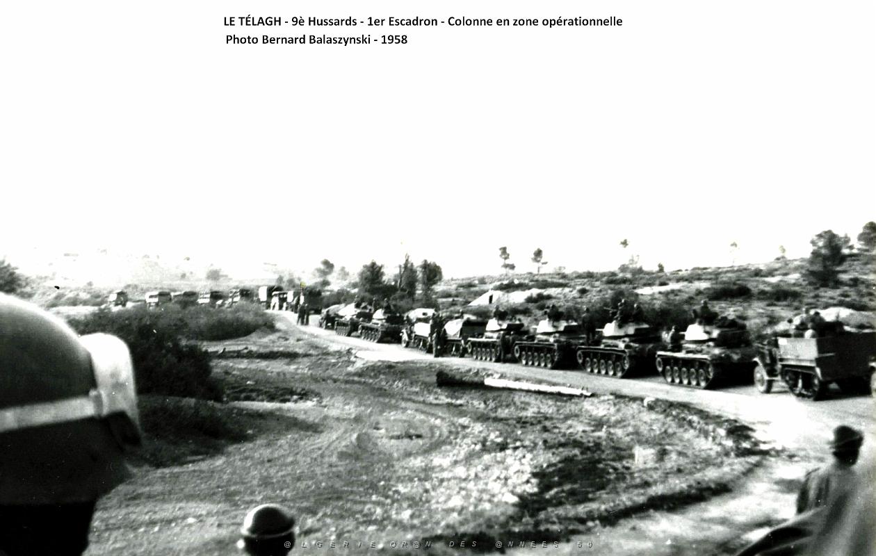 Le Telagh- 9e Hussards - 1er Escadron - Colonne en zone operationnelle - 1958.jpg